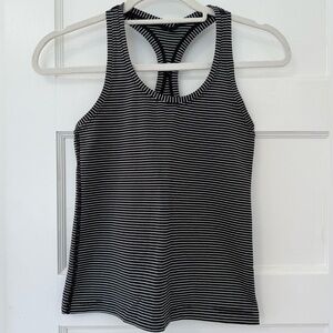 Lululemon, Black and white striped racerback tank, size 6